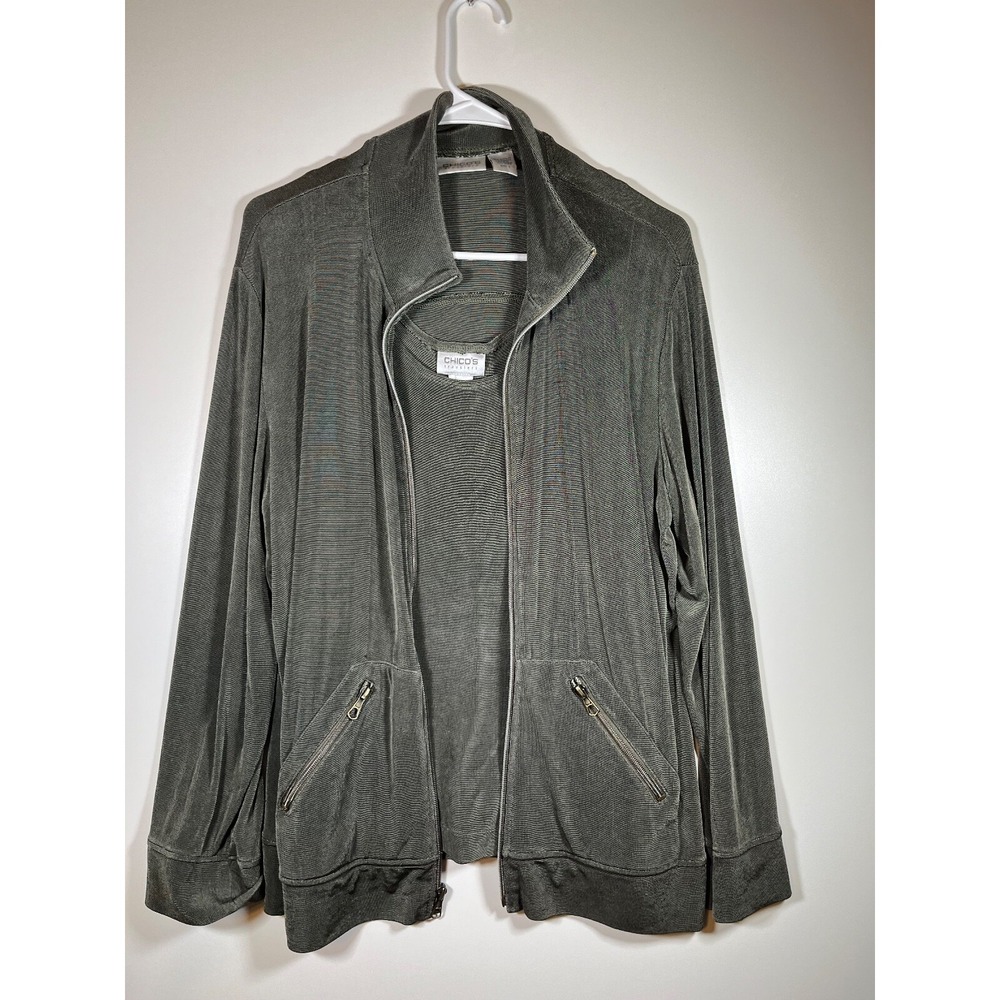 Chicos solid activewear jacket and top 2 piece